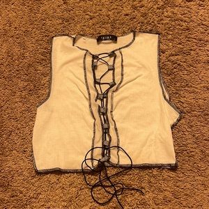 White and Black tie up tank top